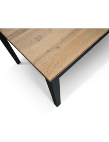Tavolo moderno allungabile rovere rustico gambe nere 120x80x75 140x80x75 160x90x75 vista frontale