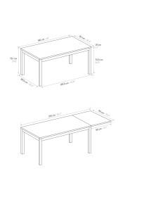Tavolo moderno allungabile rovere rustico gambe bianche 120x80x75 1...