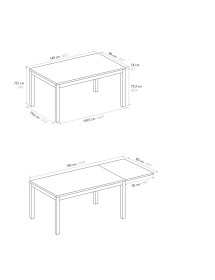 Tavolo moderno allungabile rovere rustico gambe bianche 120x80x75 1...