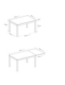 Tavolo moderno allungabile rovere rustico gambe bianche 120x80x75 1...
