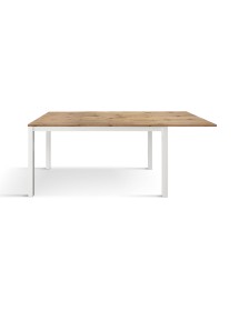 Tavolo moderno allungabile rovere rustico gambe bianche 120x80x75 140x80x75 160x90x75 vista frontale