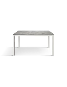 Tavolo moderno allungabile grigio cemento gambe bianche 120x80x75 140x80x75 160x90x75 vista frontale