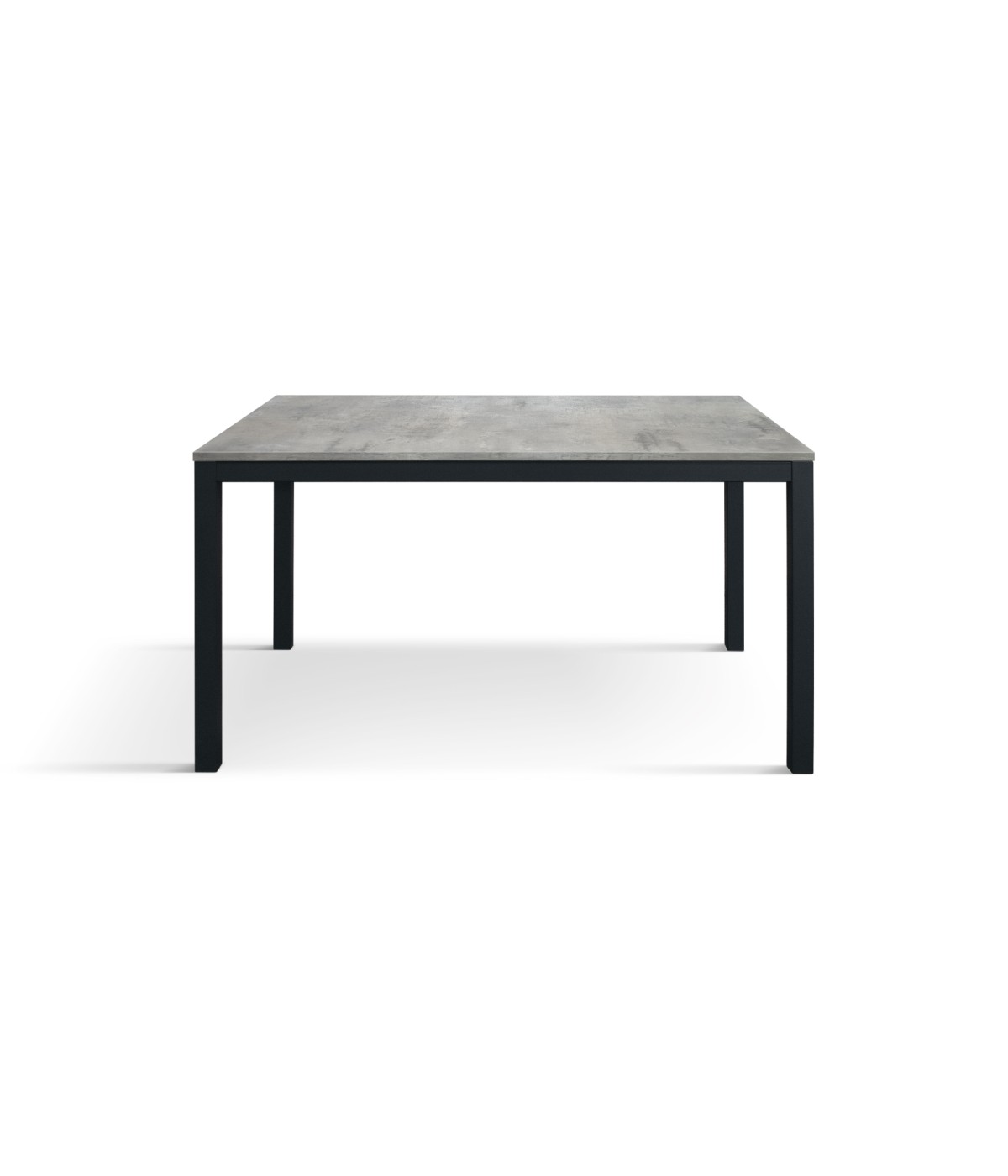 Tavolo moderno allungabile grigio cemento gambe nere 120x80x75 140x80x75 160x90x75 vista frontale