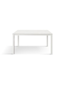 Tavolo moderno allungabile bianco frassino gambe bianche 120x80x75 140x80x75 160x90x75 vista frontale