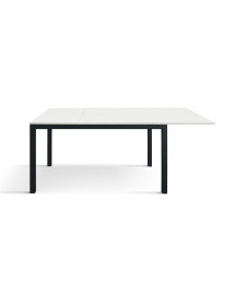 Tavolo moderno allungabile bianco frassino gambe nere 120x80x75 140x80x75 160x90x75 vista frontale
