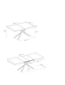 Tavolo moderno allungabile rovere rustico gambe tubolari nere 140x9...