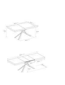 Tavolo moderno allungabile rovere rustico gambe tubolari nere 140x9...