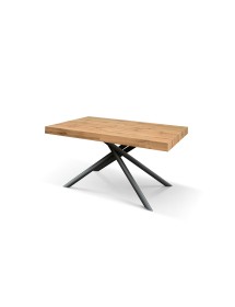 Tavolo moderno allungabile rovere rustico gambe tubolari nere 140x90x74 160x90x74 vista frontale