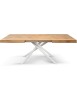 Tavolo moderno allungabile rovere rustico gambe tubolari bianche 140x90x74 160x90x74 vista frontale