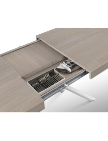 Tavolo moderno allungabile olmo perla gambe tubolari bianche 140x90x74 160x90x74 vista frontale