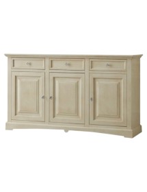 MADIA CREDENZA ARTE POVERA 3 PORTE LEGNO AVORIO ANTICATO 170x46x96