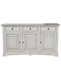 MADIA CREDENZA ARTE POVERA 3 PORTE LEGNO BIANCO ANTICATO 170x46x96 VISTA FRONTALE