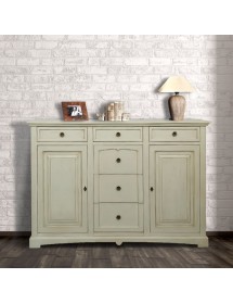 CREDENZONE LEGNO 2 PORTE 6 CASSETTI AVORIO ANTICATO L.170 P.46 H.116