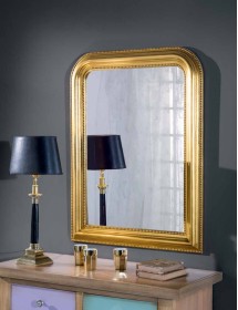 Specchiera in foglia oro rettangolare Misure: L.  91 x H. 136 x P. 4