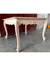 Tavolo rettangolare fisso classico barocco Legno grezzo 200x100x80 vista frontale