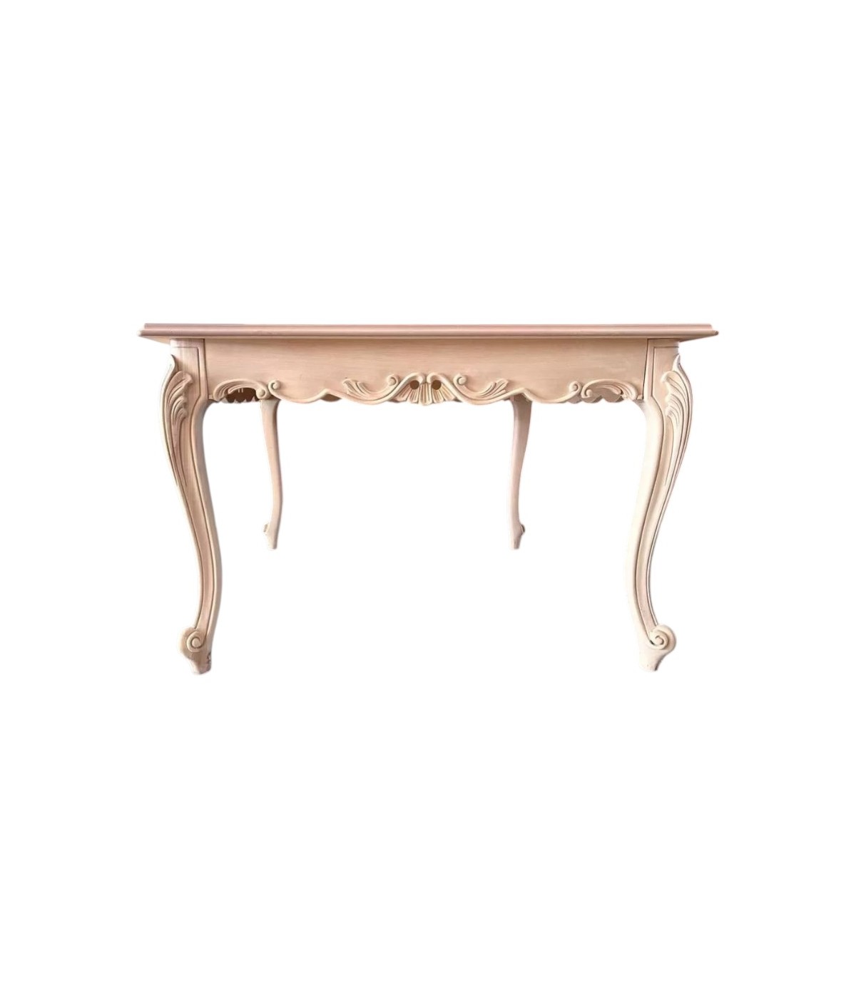 Tavolo rettangolare fisso classico barocco Legno grezzo 200x100x80 vista frontale