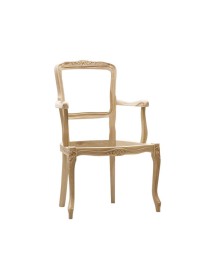 Set 2 poltrone barocche intagliate Legno grezzo 55x45x85 vista frontale