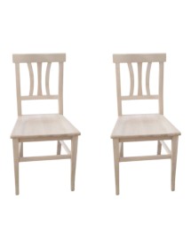 Set 2 sedie cucina classico Legno grezzo seduta legno 40x44x88 vista frontale