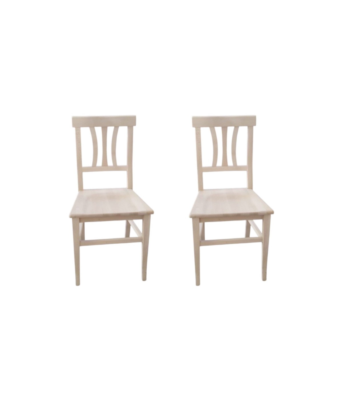 Set 2 sedie cucina classico Legno grezzo seduta legno 40x44x88 vista frontale