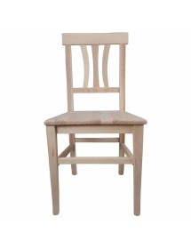 Set 2 sedie cucina classico Legno grezzo seduta legno 40x44x88 vista frontale