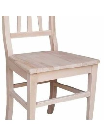 Set 2 sedie cucina classico Legno grezzo seduta legno 44x40x88 vista frontale