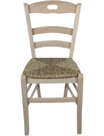 Set 2 sedie cucina classico Legno grezzo seduta paglia 40x44x88 vista frontale