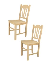 Set 2 sedie cucina classico Legno grezzo seduta legno 43x46x90 vista frontale
