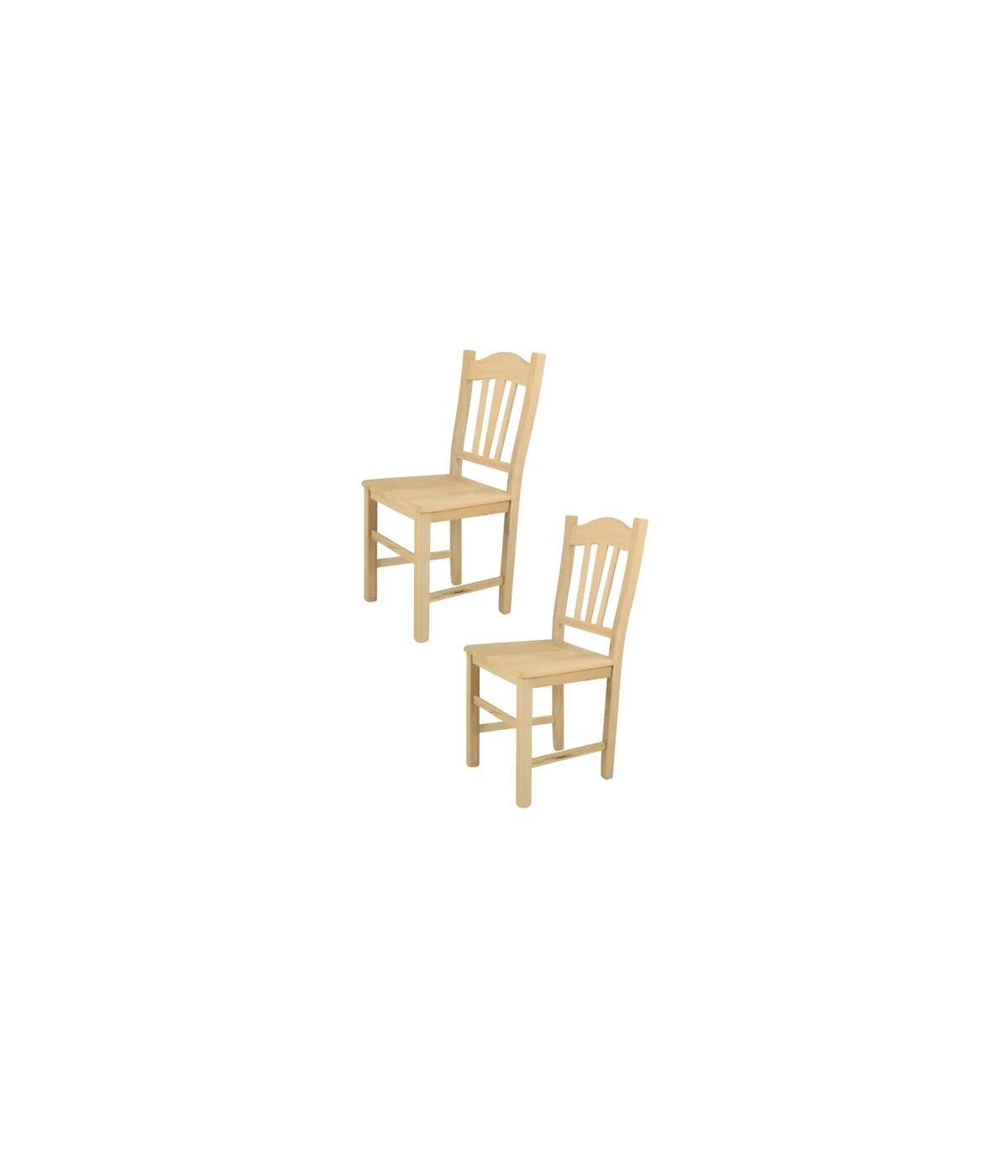 Set 2 sedie cucina classico Legno grezzo seduta legno 43x46x90 vista frontale