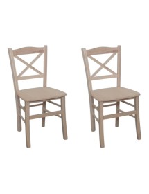 Set 2 sedie cucina classico Legno grezzo seduta legno 43x46x88 vista frontale