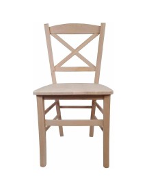 Set 2 sedie cucina classico Legno grezzo seduta legno 43x46x88 vista frontale