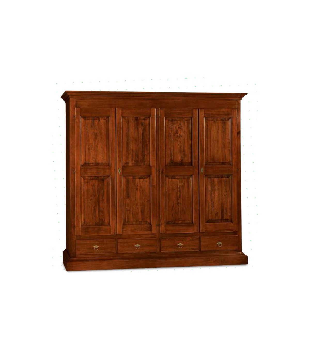 MOBILI 2G - Armadio 4 porte classico in legno tinta noce 234x61x221