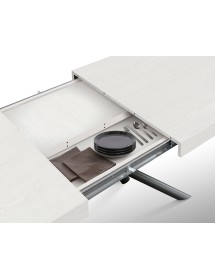 Tavolo moderno allungabile bianco frassino gambe tubolari nere 140x90x74 160x90x74 vista frontale