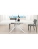 Tavolo moderno allungabile bianco frassino gambe tubolari bianche 140x90x74 160x90x74 vista frontale