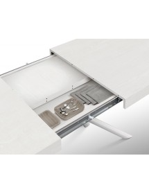 Tavolo moderno allungabile bianco frassino gambe tubolari bianche 140x90x74 160x90x74 vista frontale