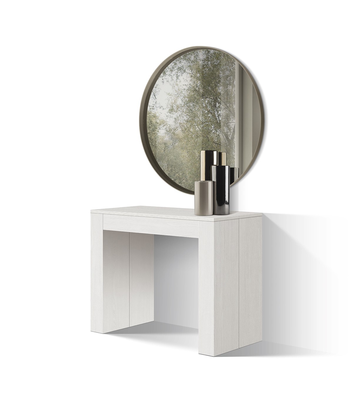 Consolle moderna allungabile bianco frassino 90x45x76 vista frontale