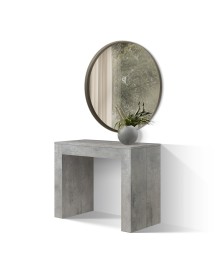 Consolle moderna allungabile grigio cemento 90x45x76 vista frontale