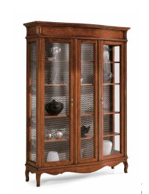 MOBILI 2G - VETRINA IN LEGNO MASSELLO 2 PORTE VETRI CURVI ANTERIORI MISURA L.159 P.47 H.212