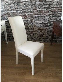 MOBILI 2G - SET 2 SEDIE MODERNE LEGNO ECOPELLE IMBOTTITA BIANCO vista laterale