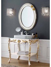 MOBILI 2G - mobile bagno barocca in foglia argento platino con particolari foglia oro MISURA : l. 85 x h. 85 x p.58