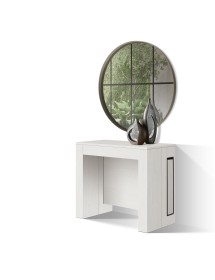 Consolle moderna allungabile bianco frassino 90x45x76 vista frontale