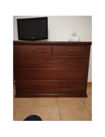 Cassettiera 5 cassetti arte povera legno tinta noce 120x55X90 VISTA FRONTALE