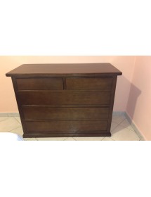 Cassettiera 5 cassetti arte povera legno tinta noce 120x55X90 VISTA FRONTALE