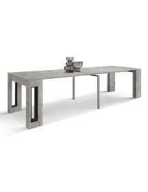 Consolle moderna allungabile grigio cemento 90x45x76 vista frontale