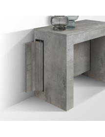 Consolle moderna allungabile grigio cemento 90x45x76 vista frontale