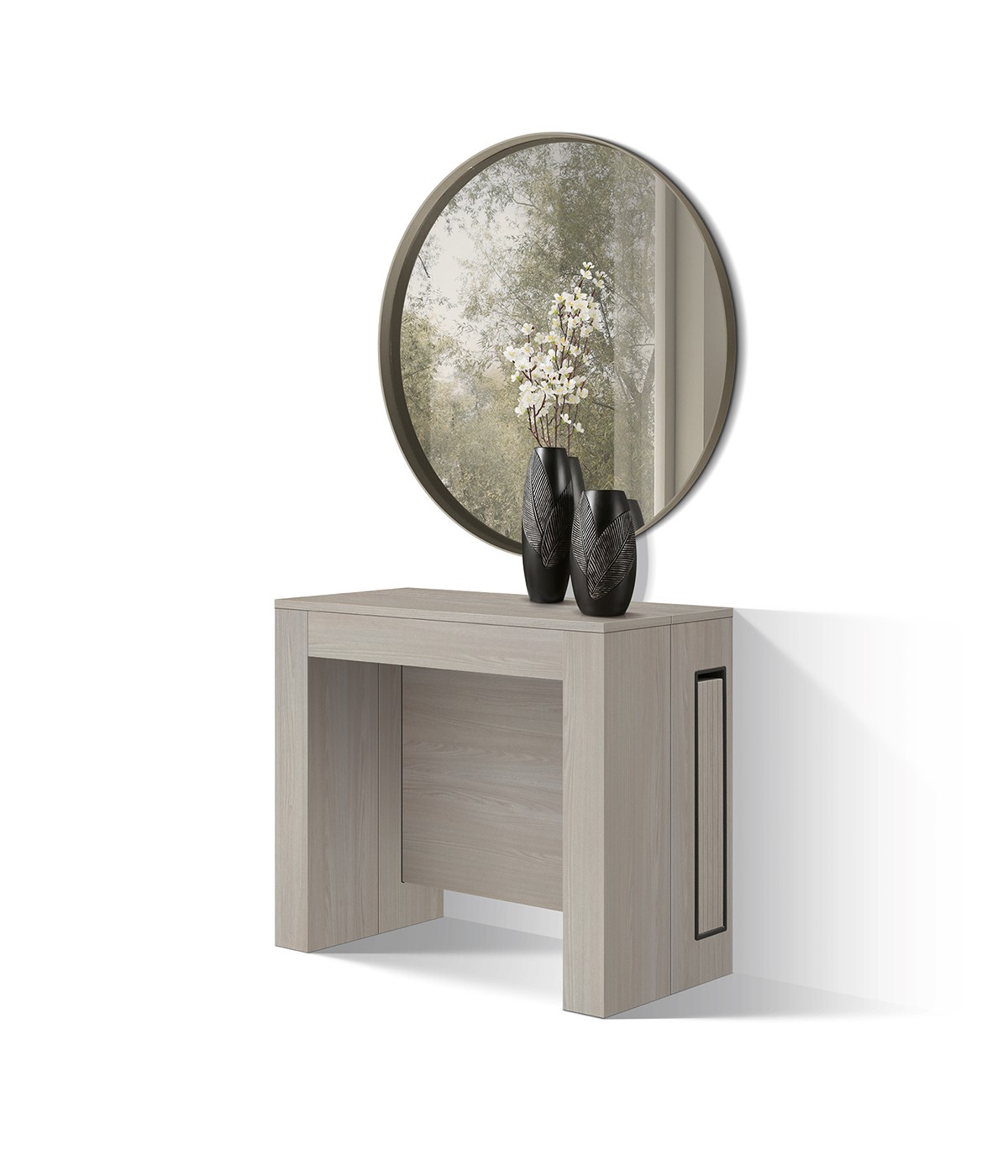 Consolle moderna allungabile olmo perla 90x45x76 vista frontale