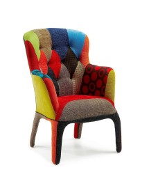 POLTRONA IMBOTTITA IN TESSUTO PATCHWORK 78x74x102 (653)