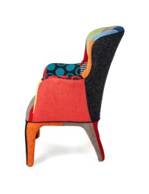 POLTRONA IMBOTTITA IN TESSUTO PATCHWORK 78x74x102 (653)