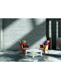 POLTRONA IMBOTTITA IN TESSUTO PATCHWORK 78x74x102 (653)