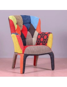 POLTRONA IMBOTTITA IN TESSUTO PATCHWORK 78x74x102 (653)