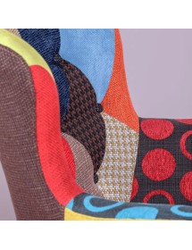 POLTRONA IMBOTTITA IN TESSUTO PATCHWORK 78x74x102 (653)
